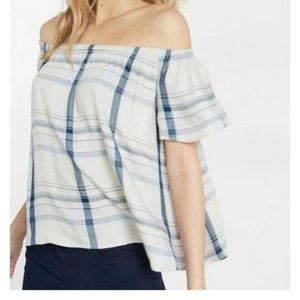 BNWT off the shoulder plaid top